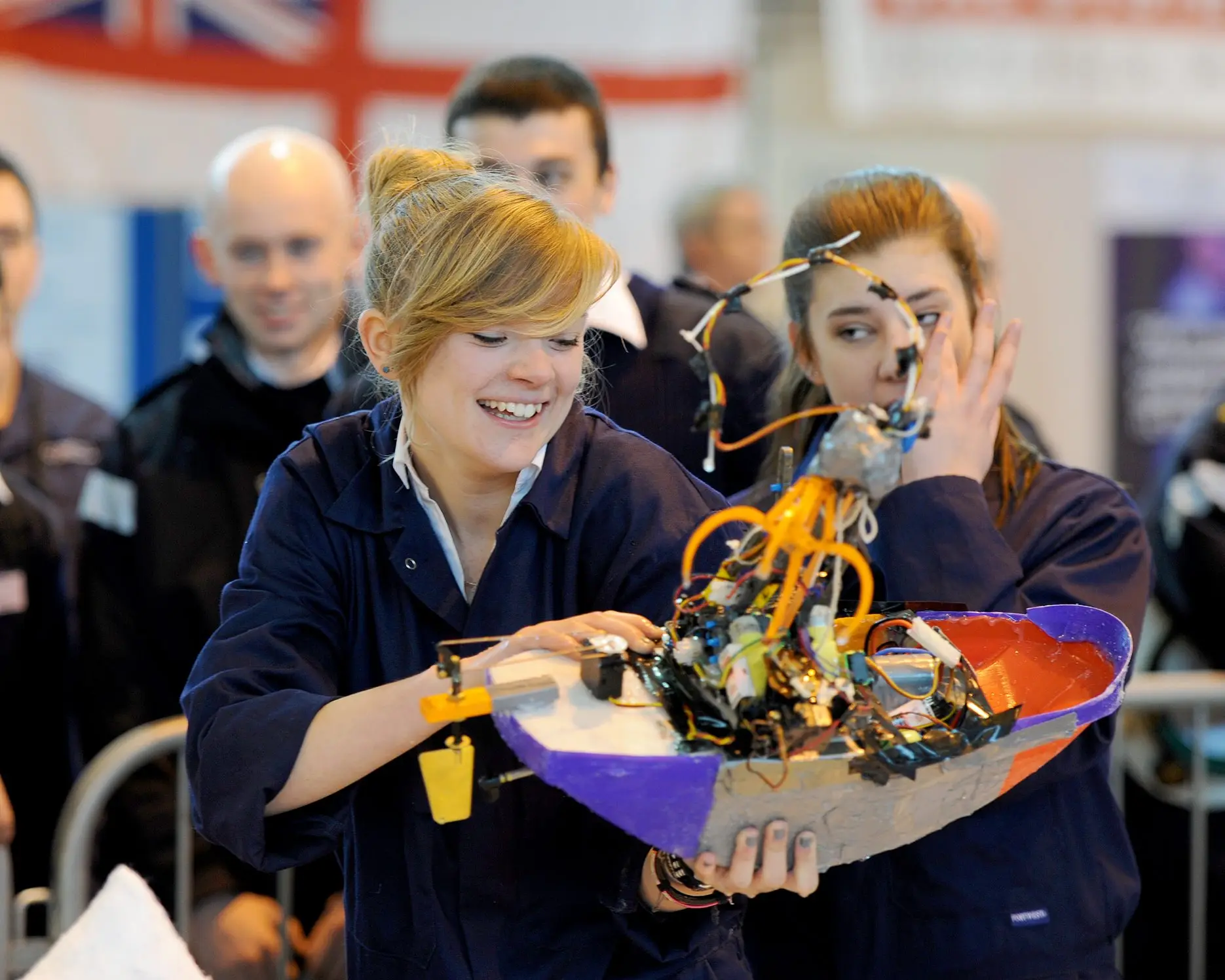 South Devon UTC students with their team's underwater robotic craft